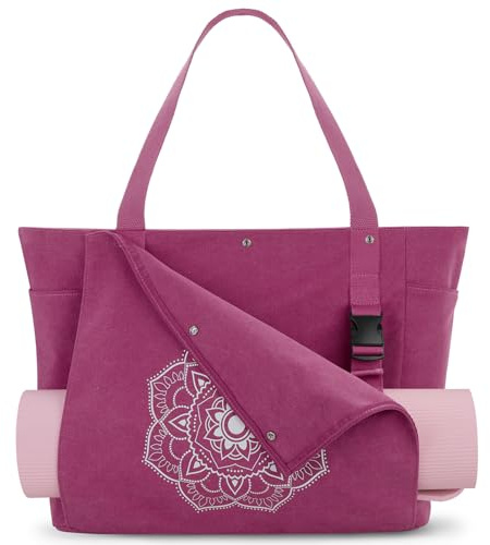 Gonex Yoga Tasche für Damen aus Canvas, Pilates Gym Tasche mit Mattenhalter | Frontöffnung für schnellen Zugriff, strapazierfähige Baumwollcanvas, waschbar, Flaschenhalter & Taschen, Yoga Fitness Reise