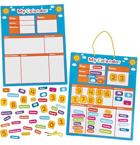 Baker Ross FN437 My First Daily Magnetic Calendar - Pack of 1, Kids Calendar with Moveable Pieces