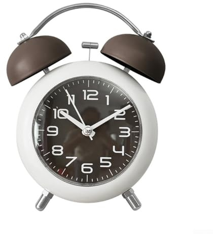 Sveglia funzionale a doppia campana con luce notturna, ideale per uso in dormitorio (marrone)
