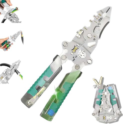 Tuvilo - Alicates eléctricos, multiherramienta plegable de aleación de acero con agarre aislado, pelacables, herramienta giratoria eléctrica con medición de electricidad, pelado automático de cables