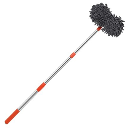 LOLIPPYY Balai de Nettoyage pour Voiture Manche Télescopique en Alliage d'Aluminium, Poils Doux sans Rayures, pour Camions et Camping-Cars, Nettoyage Tourbillon