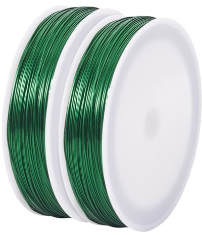 Craftdady 2 Rolls 24 Gauge Iron Craft Wire for Sculpting Green Jewelry Making Wire 0.5mm Metal Beading Wire for Bonsai Trees Floral Armature Weaving Wrapping 262 Feet/Roll
