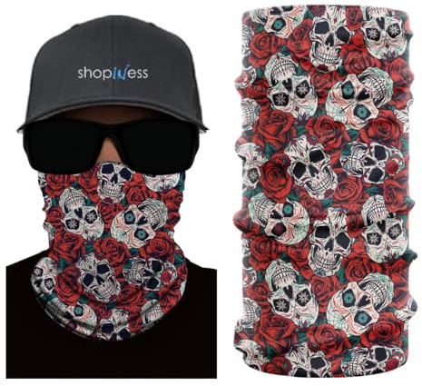 ShopINess Multifunktionstuch Bandana Halstuch Totenkopf Unisex für Erwachsene für Motorrad Sport Partys Halloween und Karneval (Mexikanische Schädel)