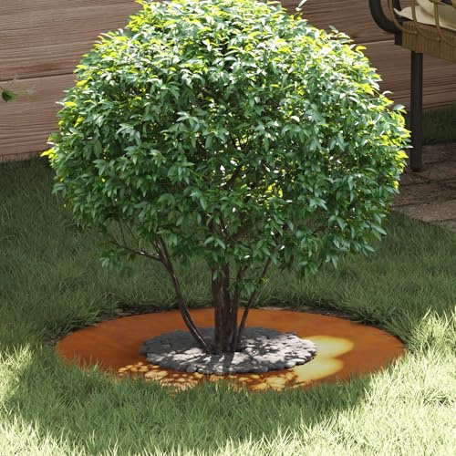 Cortenstahl Pflanztopf Rund 60cm Braun Rustikal mit Dekorativen Intarsien für Innenbereich und Außenbereich Garten Balkon Terrasse Pflanzkübel Pflanzgefäß