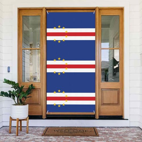 Flag of Cape Verde Door Cover Decorated Banner.Printed Door Cover Banner, Festive Wall Hanging for Party Decor