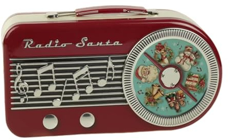 Katsy Style – Santa Radio Biscuit Tin, Scottish Shortbread Biscuits, Classic Butter Flavour – 200g, Decorative Retro Radio Style Metal Gift Tin for Festive Sharing and Holiday Gifting