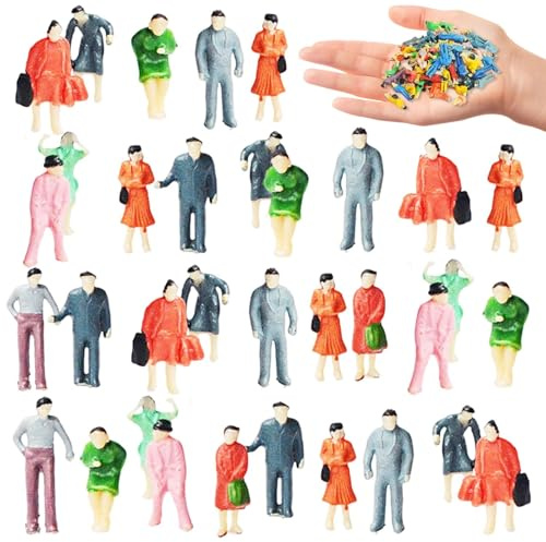 UJBVCX Lot de 100 Personnage Miniature Figurines Mini Figurines de Train Miniatures Assises et Debout 1:87 pour Scènes Miniatures