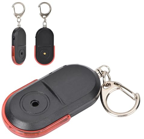 Generic Buscador de Llaveros Localizador de Llaves con Alarma Antipérdida Inalámbrico Sonido de Silbato Compacto para Llaves/MP3/billetera, Rango de Detección de 8-10 M, Baterías Incluidas, Plástico