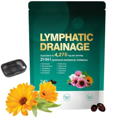 Lynae Drainant Lymphatique, Drainage Lymphatique, Support Du Système L-Ymphatique, Mélanges À Base De Plantes Naturelles, Rapides Et Efficaces, Pour Femmes Et Hommes, 240 Gélules