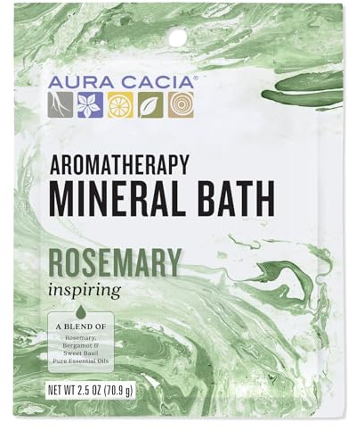 Aura Cacia Aromatherapy Mineral Bath, Inspiring Rosemary, 2.5 ounce packet (Pack of 3)