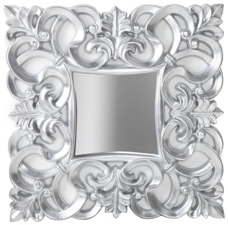 Wandspiegel VENICE - 75x75cm - silber - Polyresin Barockstil