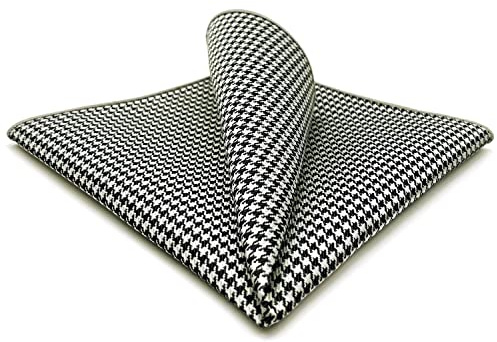 SHLAX&WING Checked Black White Handkerchieves Mens Pocket Square Silk Hanky