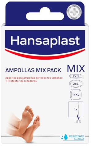 Hansaplast Apósitos Ampollas Mix Pack, apósitos para ampollas de varios tamaños, apósitos adhesivos para aliviar el dolor, anti ampollas y anti rozaduras, 1 x 6 unidades