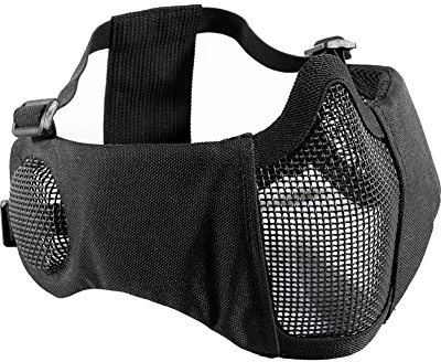 OneTigris Airsoft Faltbare halbe Maske Mesh Gesichtsmaske mit Gehörschutz