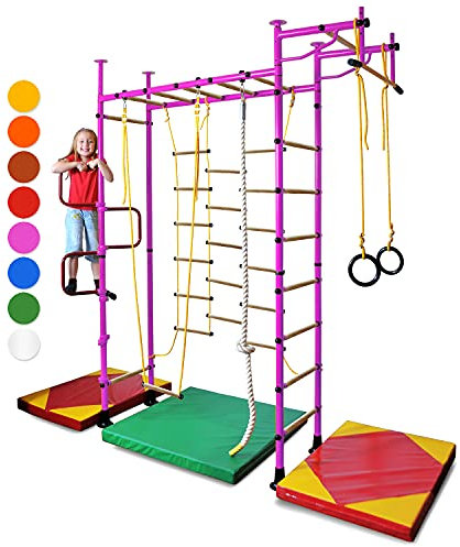 NiroSport Espaliers Gym M3 Espalier Suédois, Barres murales, Cadre d'escalade avec Barre de Traction Anneaux de Gymnastique Corde échelle de Corde trapèze