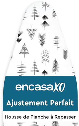 Encasa XO Housse Table à Repasser, Rembourrage 3mm 44x13 Flèche Noire | Cordon de Serrage | Résistant aux Brûlures & Chaleur | 100% Coton | Surface Lisse