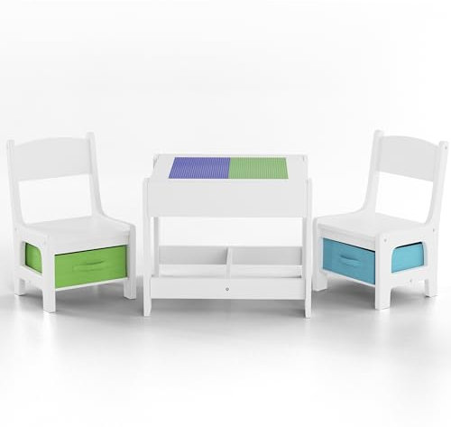 Baby Vivo Set Children's Activity Table with 2 Chairs Furniture Set Boys and Girls made of Wood - Moritz