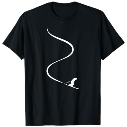 Skifahrer zieht Spur hinter Sich durch Powder Tiefschnee T-Shirt