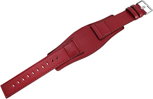 Excellanc Uhren Armband 26 mm Kunstleder Bordeaux Rot Dornschließe Ersatzarmband Uhrenarmband