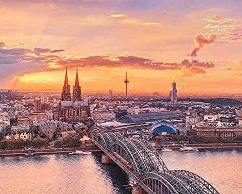Digitales Malen nach Zahlen für Erwachsene Köln Stadt Leinwand Malvorlagen Moderne DIY Kits Kunstraum Einzigartiges Dekor Geschenk Rahmenlos 40X50Cm