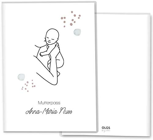 OLGS 3-teilige Mutterpasshülle Modern Lineart | Baby Schwangerschaft Geschenkidee Schutzhülle für den Mutterpass | Mit Fach für Ultraschallbilder (Mutterpass-Hülle personalisiert, Love)