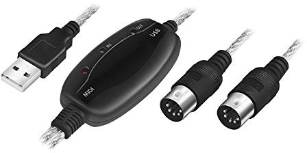 BIGtec USB Midi Kabel Interface Adapter Konverter 5 Polig In Out Controller für Piano Keyboard Instrument Musik Studio mit LED für PC Computer Notebook Laptop