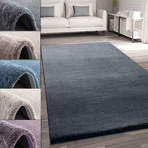 VIMODA Fellteppich Kunstfell Teppich Imitat Meliert mit Doppelter Farbverlauf Dicht Flauschig Seidiger Glanz Hochflor, Farbe:Lila, Maße:60x100 cm