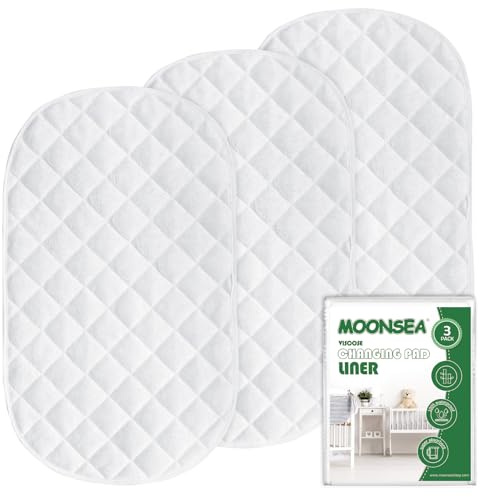 Fodera per fasciatoio antiscivolo, impermeabile, in spugna, trapuntata, assorbente, lavabile, confezione da 3 pezzi, 33 x 66 cm, riutilizzabile, portatile, colore: bianco