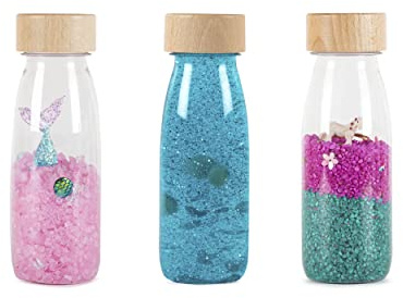 Petit Boum - Pack de 3 Botellas Sensoriales Fantasy | Un Microcosmos en Cada Botella | Descubre, Escucha y Aprende | Estimulación Sensorial | Botellas Sensoriales para Niños