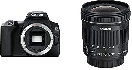Canon EOS 250D Body - Black With Canon EF-S10-18 mm f/4.5-5.6 IS STM Lens - Black
