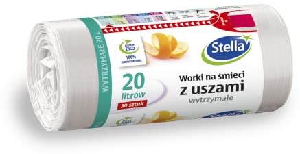 STELLA Müllbeutel mit Henkeln 20 l Farbe: Weiß | 30 Stück | Müllsack Mülltüte Abfallsäcke für Den Hausmüll Büro aus HDLD-Folie Hergestellt