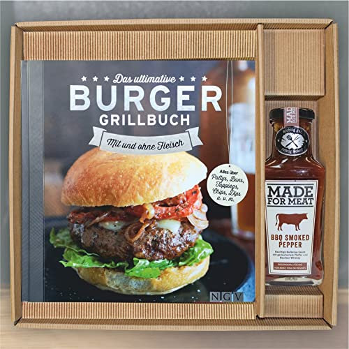 Das ultimative Burger Grillbuch mit smoked Bourbon Whiskey BBQ sauce im ultimativen Set Geschenkset Grill Rezepte grillen