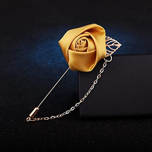 LIOYUHGTFY Ansteckblume Handgelenk Corsage Boutonniere Corsage Hochzeit Boutonniere Pin für Männer Frauen Seide Knopfloch Groomsmen Party Prom Anzug Zubehör 1105(Color:Gold Corsage)