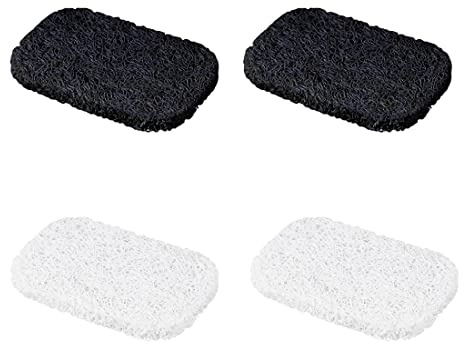 4 Stücke Seifenspender Natur Luffa Schwamm Seifenkissen Seifenschale Seifenhalter Seifenhebepads für Seifenschale Luffa Zubehör für Dusche/Bad/Küche/Arbeitsplatte weiß schwarz