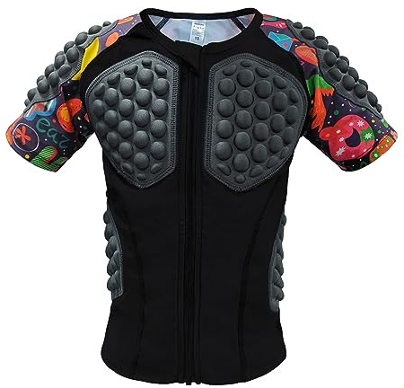 Topeter Chemise rembourrée à compression avec équipement de protection et protection contre les chocs, Gilet de sport pour football, gardien de but, paintball, airsoft et sports extrêmes de contact