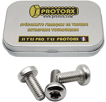 Torx Tête Bombée M4 x 10mm : Boîte 30 Pcs Visserie Inox pour Écrou Rondelle | Vis Cylindrique Six Lobes Acier A2 | Métal Anti-Rouille - ISO 14583 | Boîte Rangement PROTORX