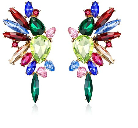 EVER FAITH Art Deco Marquise Kristall Statement Ohrringe Drop Cluster