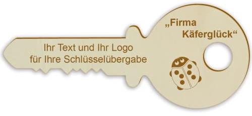 Übergabeschlüssel mit personalisierter Gravur aus Holz - 58 x 24,5 cm - Großer Schlüssel für Projektübergaben oder Einweihungen