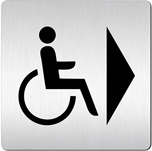 Türschilder24 XXL Schild - Türschild (B) • 125 x 125 x 1,5 mm • behinderten Toilette rechts Rollstuhl • Aluminium Vollmaterial • 100% Made in Germany