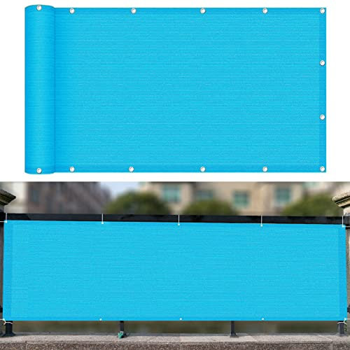 Balkon Sichtschutz Balkonabdeckung 130 x 900 cm Windschutz Staubschutz Balkonschutz Balkonabdeckung mit Kabelbinder Ohne Bohren für Balkon Garten im Freien, Blau