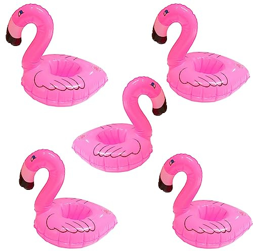 AMZLORD 5 Stück Aufblasbarer Getränkehalter PVC Flamingo Schwimmender Bierhalter Getränke Dosenhalter Flaschenhalter Getränkehalter for Schwimmbad Strand