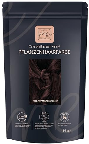 Thats me Organic® Profi Pflanzenhaarfarbe Nachfüllpack (cool deep mahagony black) – Bio Haarfarbe ohne Chemie – Ideale Haarfarbe auch während der Schwangerschaft und Stillzeit