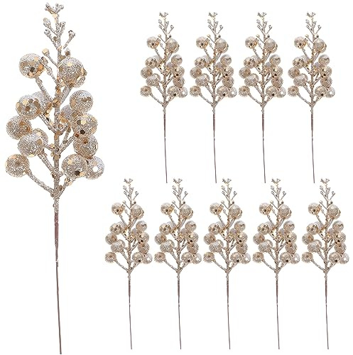 Amosfun Tiges De Baies Rouges Artificielles 10 Pièces Faux Pics De Baies De Houx pour Arbre De Noël Couronne Artisanale Vase Cheminée Décoration De Maison