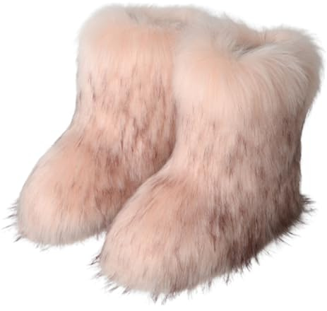 GuyAna Bottes de Neige pour Femmes, Bottes en Fourrure, Bottes d'hiver à Talons Hauts en Fausse Fourrure moelleuses