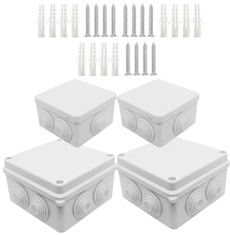 4 Stück Anschlussdose Wasserdicht IP65, verteilerdose aufputz 85 x 85 x 50 mm, 100 x 100 x 70 mm, Abzweigdose Verteilerdose, mit Schraube, für Innen & Außen