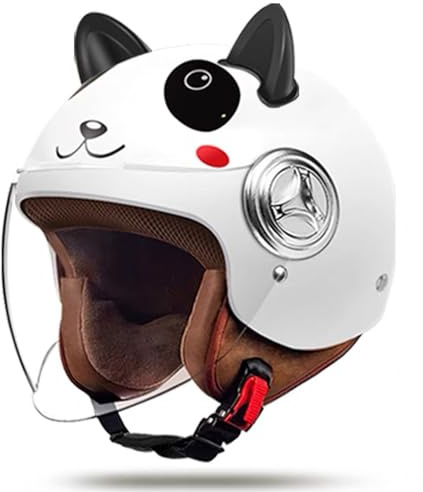 Cascos De Motocicleta Para Niños, Medio Casco Para Niños Con Visera Solar HD Bicicleta Eléctrica Scooter Ciclomotor Casco De Motocross Para Niños Y Niñas De 3 A 15 Años F,54-59cm