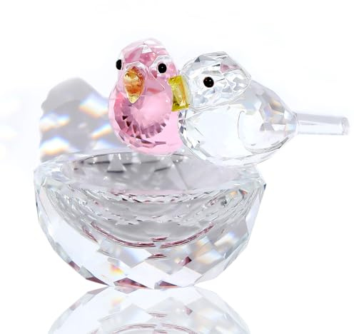 Movdyka Crystal Birds Couple Collectible Figurines Gifts for Women Men | Glass Art Animal Partners Anniversary Keepsake for Couple Parents, Birthday Christmas Presents, Paperweight Home Ornaments
