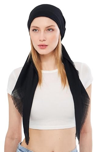 dscarf Chemo Kopftuch für Frauen mit Haarausfall Vorgebundene Kopftücher | Weiche Chemo-Kopfbedeckung | Kopfbedeckung bereit Turban in Versiegelter (Schwarz)