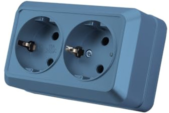 Prise murale encastrable,Prises electriques Standard,Prise murale d'intérieur 250V AC 16A,Prise double de terre Bleu,MZ-06