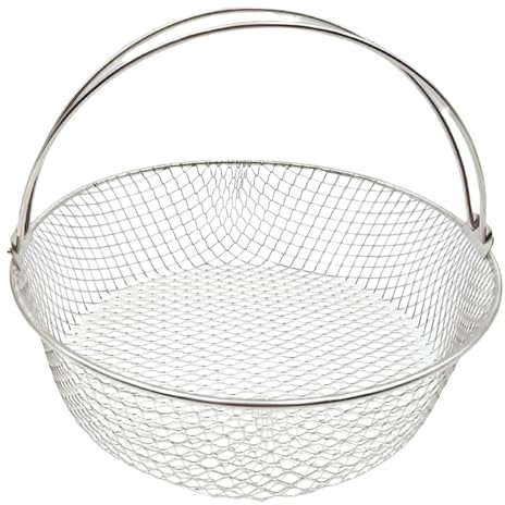 Grill Steaming Rack - Air Frying Baking Basket | Oven Steamer Basket With Handle | Sink Strainer Round Wire Fry Basket | Steamer Basket For instaant pot Steaming Vegetables Eggs Meats Bone Broths Stoc